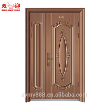 Chine fournisseur porte principale conceptions acier double porte opsition extérieure tôle d&#39;acier galvanisé à chaud avec poignée en acier inoxydable